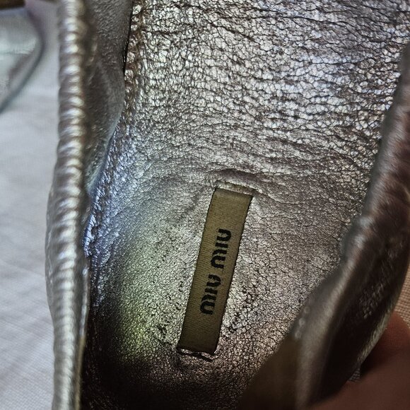 Miu Miu silver ballet flat prism crystal embellished, elastic heel Italy sz 38.5 - Picture 12 of 14
